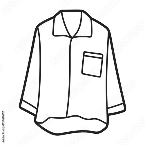 women's long sleeve shirt with pocket, black and white line art