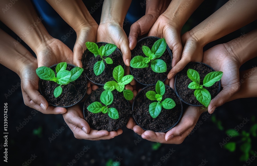 Hands Holding Young Plants - A Symbol of Growth and Hope