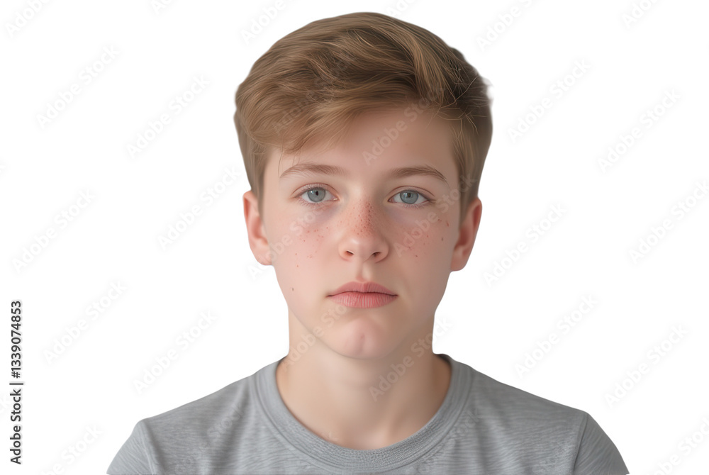 Thoughtful Teenage Boy with Freckles and Light Blond Hair Thoughtful Teenage Boy with Freckles and Light Blond Hair