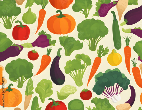Flat vector background illustration of vegetables background