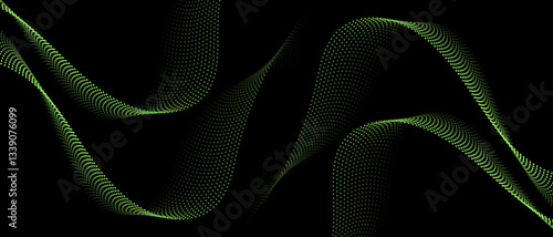 A smooth, flowing lines and the gradient intensity of the dots enhance the sense of depth and three-dimensional for technology, digital communication, or artificial intelligence etc 