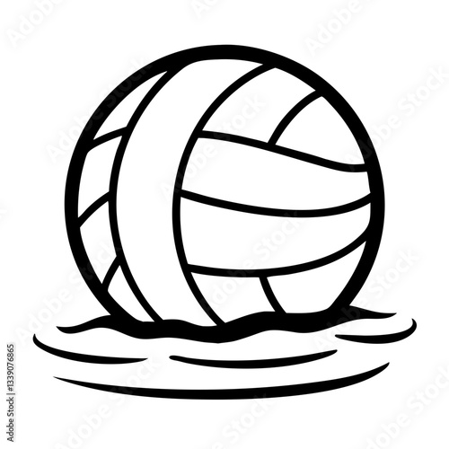 Water polo ball icon in black and white