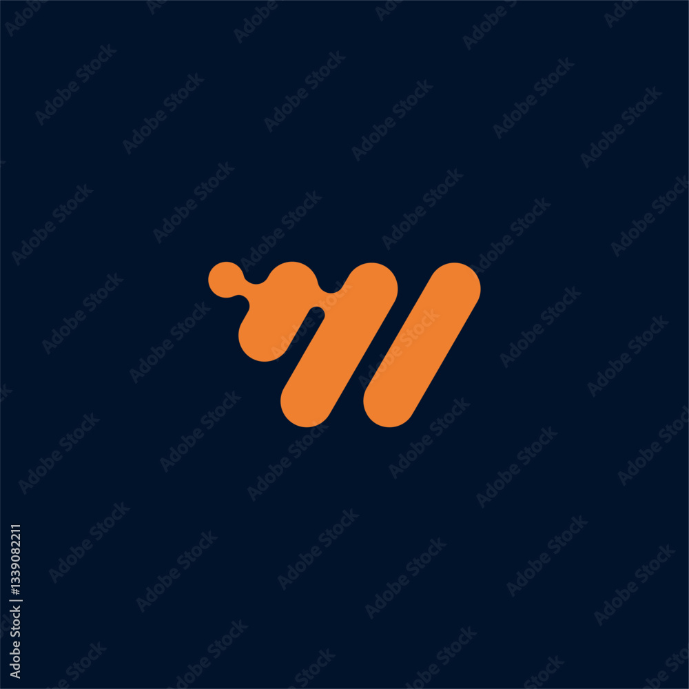 Fototapeta premium Orange Letter M Logo On Dark Background