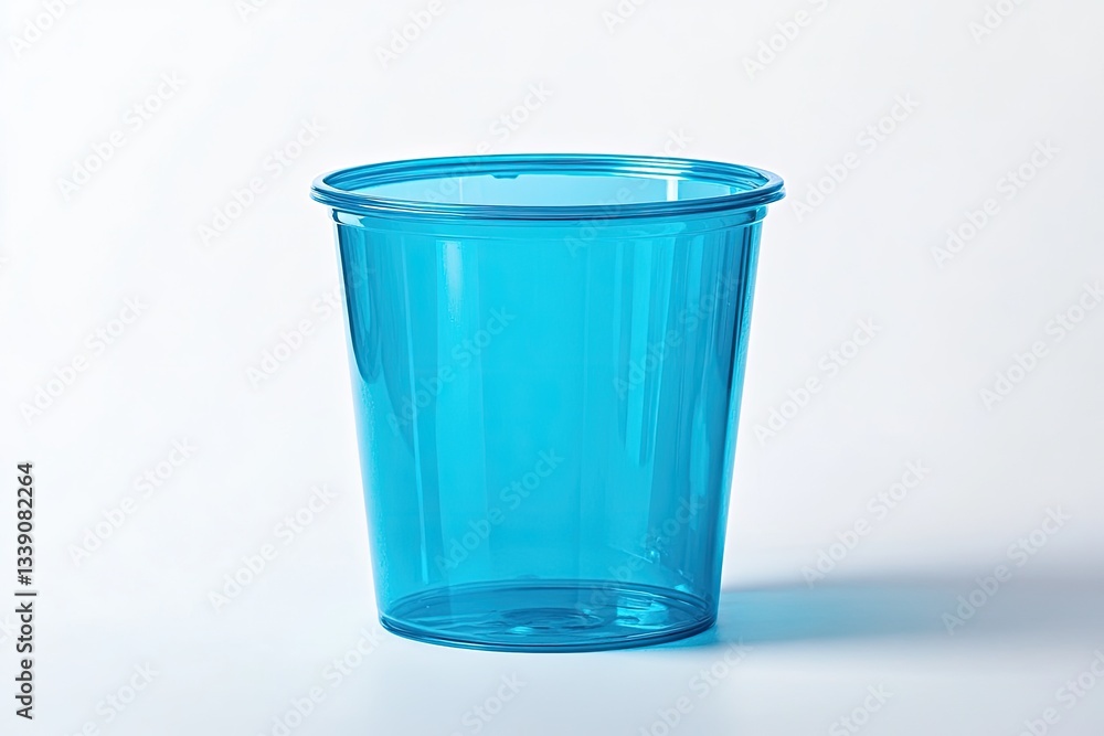Empty bright blue plastic drinking cup Empty bright blue plastic drinking cup