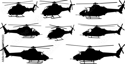 vector set of Military Helicopter silhouette
