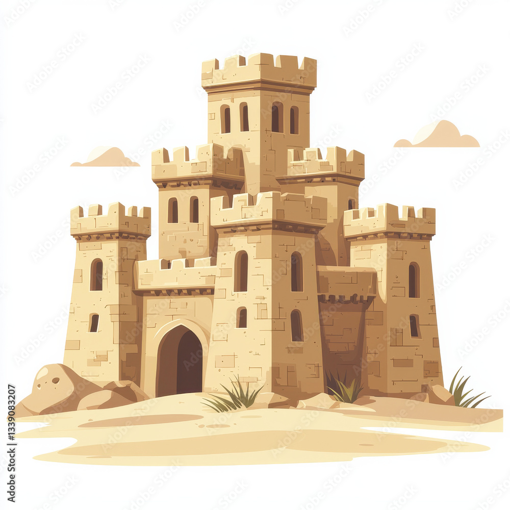 minimalist flat design illustration of sandcastle minimalist flat design illustration of sandcastle