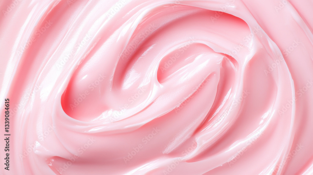 Smooth, swirling pink cream creates a visually appealing texture, suggesting a luxurious and moisturizing product for skincare or cosmetic use Smooth, swirling pink cream creates a visually appealing texture, suggesting a luxurious and moisturizing product for skincare or cosmetic use