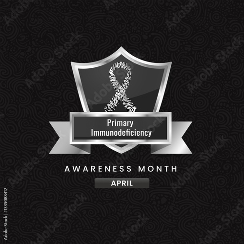 Primary Immunodeficiency cancer awareness month background design with Zebra Colored silk ribbon.