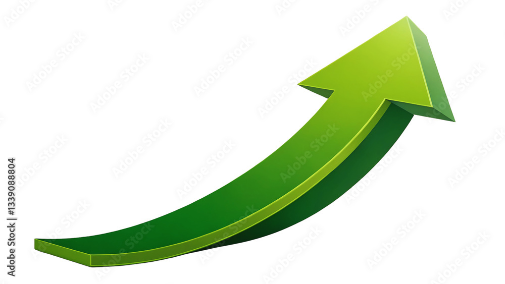 3D Green Arrow, Upward Trending Growth, Success, Progress, Finance, Business Icon 3D Green Arrow, Upward Trending Growth, Success, Progress, Finance, Business Icon