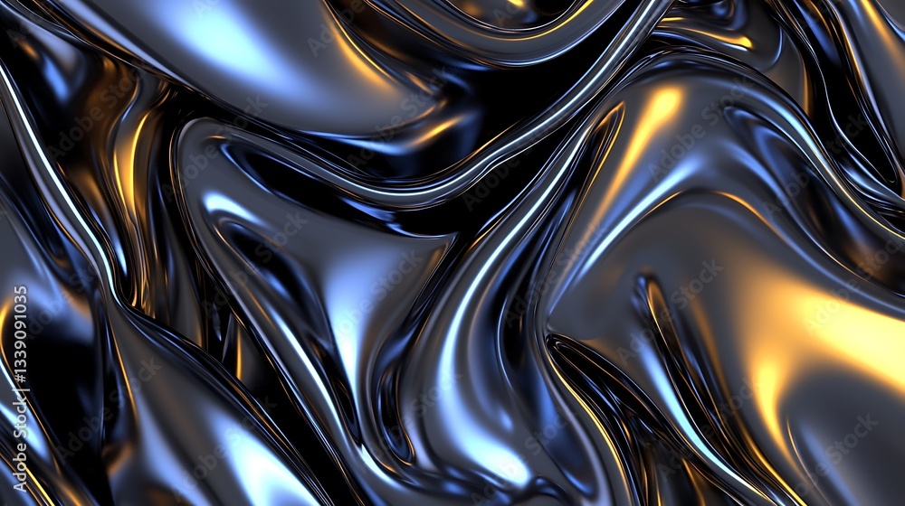 Abstract Fluid Surface with Black and Gold Metallic Swirls Capturing Light Reflections and Depth Abstract Fluid Surface with Black and Gold Metallic Swirls Capturing Light Reflections and Depth