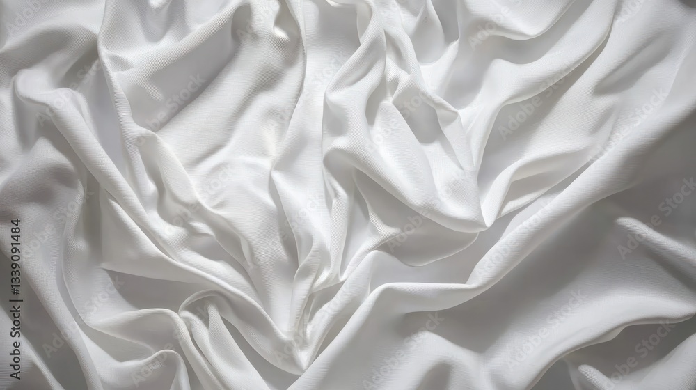 Obraz premium Elegant White Fabric Texture with Soft Creases and Flowing Folds for Background or Textile Design in Various Art and Fashion Applications