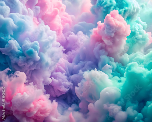colorful smoke clouds in a bright blue sky