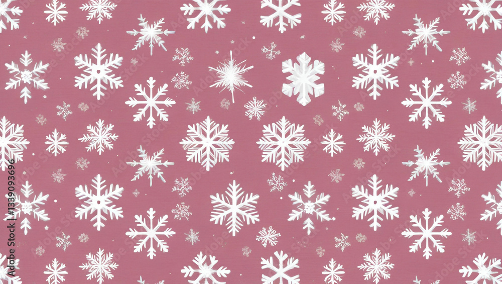 Pink Background with White Snowflake Pattern Pink Background with White Snowflake Pattern