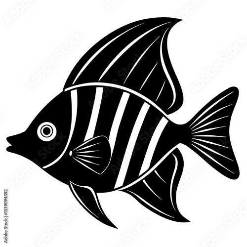 butterfly fish silhouette vector icon white background
