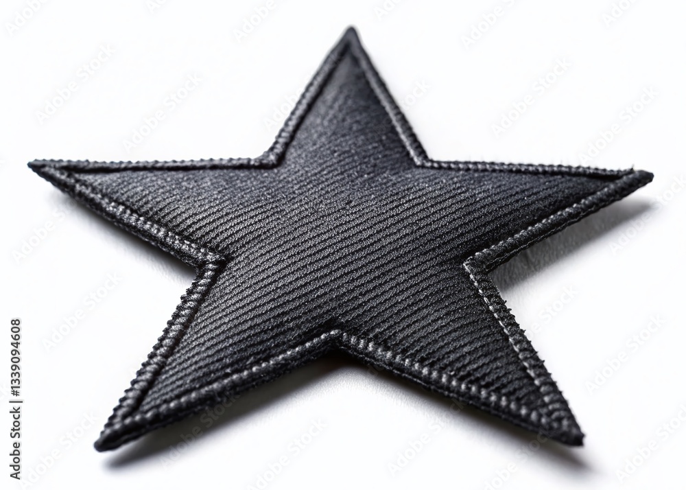 Obraz premium Black Star Fabric Patch: High-Resolution Detailed Close-up Stock Photo