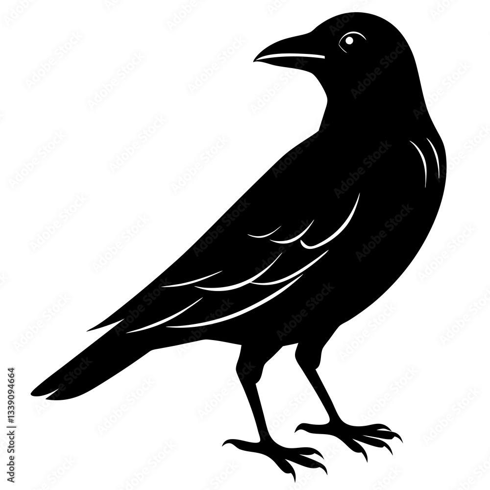 Fototapeta premium crow silhouette vector icon white background 