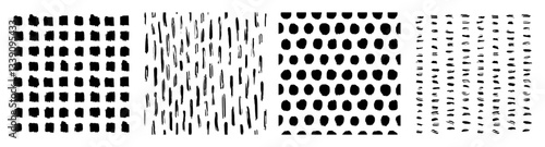 Aesthetic Contemporary printable seamless pattern with abstract line, dot, shape brush stroke in black and white colors. Boho background in minimalist style vector Illustration for wallpaper
