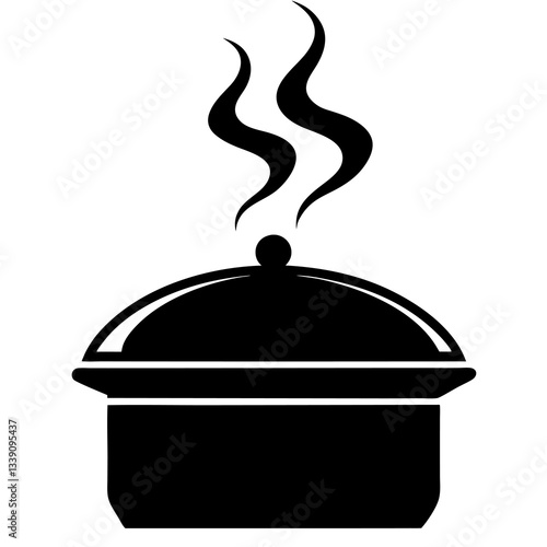 cooking pot with smoke lid steam icon on white background 