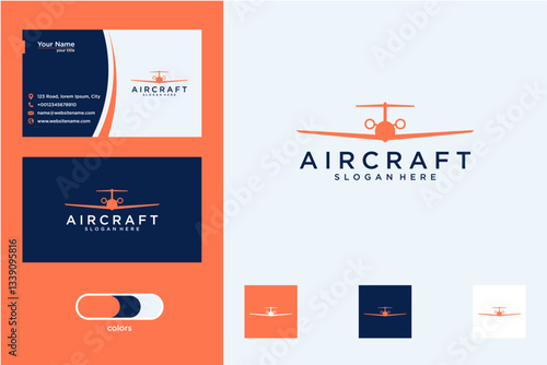 Pixel Art Aircraft Logo Design with Business Cards