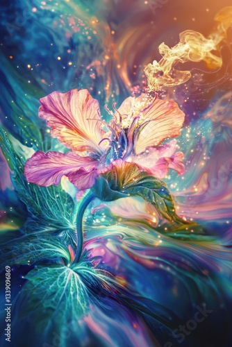 Wallpaper Mural Vibrant Flower with Dreamy Colorful Background and Magical Light Effects Torontodigital.ca