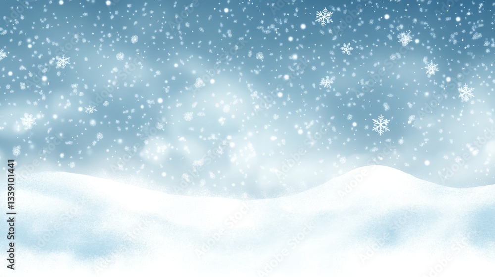 Fototapeta premium Winter wonderland snowfall scene for seasonal background or holiday design