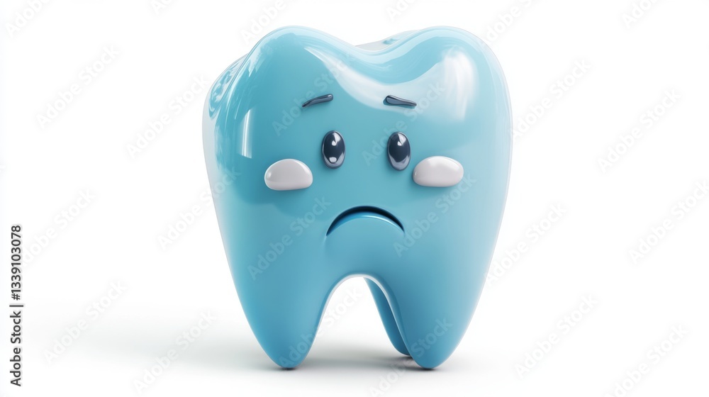 Cute sad tooth character design for dental awareness and health campaigns Cute sad tooth character design for dental awareness and health campaigns