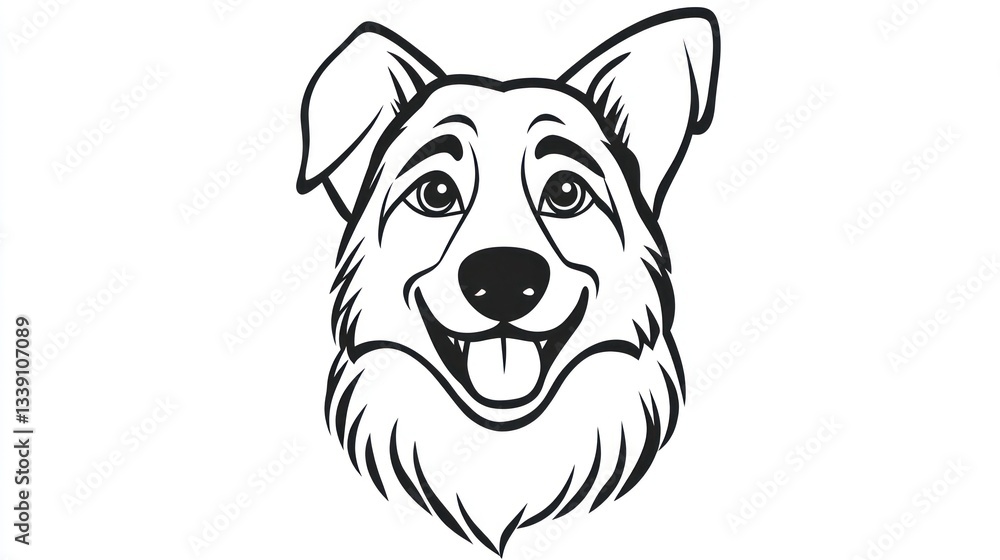 Cartoon dog head, happy expression, studio shot, possible use for pet products Cartoon dog head, happy expression, studio shot, possible use for pet products