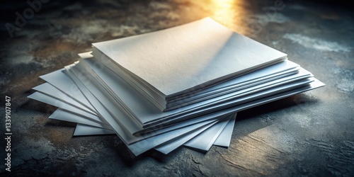 Artistic White Paper Sheets on Textured Surface - Low Light Creative Design