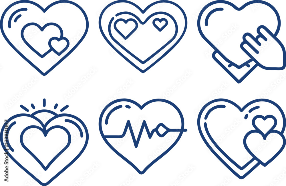 set of heart icons set of heart icons