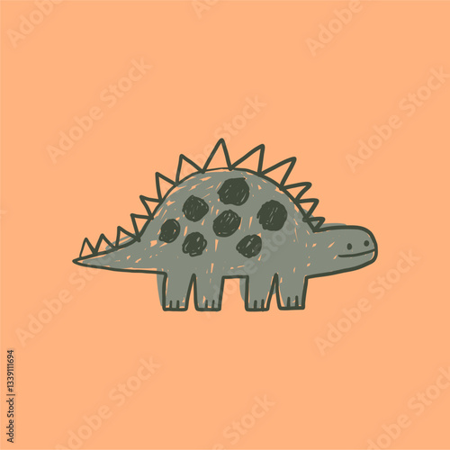 Cute cartoon hand drawn Dino. Sketch, doodle stile, vector illustration for kids. Cartoon Dosaur 