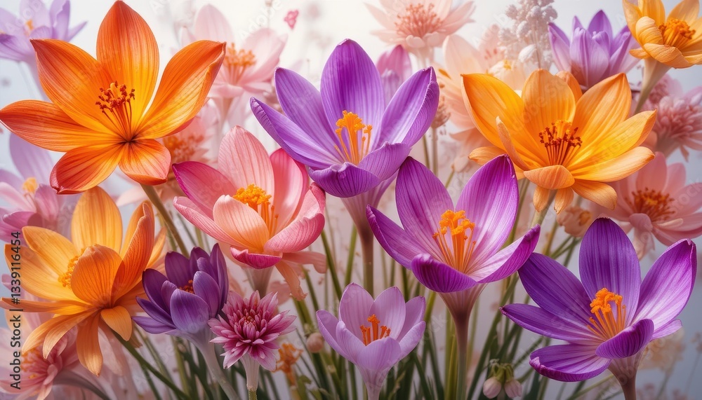 Naklejka premium Vibrant flower arrangement nature floral photography garden close-up beauty