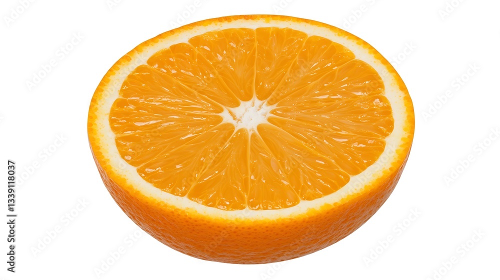Freshly Cut Orange Slice on White Background with Vivid Color and Juicy Texture for Culinary Use Freshly Cut Orange Slice on White Background with Vivid Color and Juicy Texture for Culinary Use