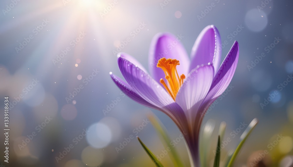 Fototapeta premium Blooming crocus flower nature close-up sunlit environment botanical concept