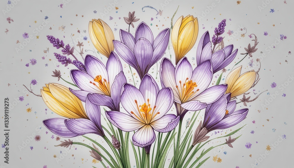 Fototapeta premium Digital floral art in nature's garden