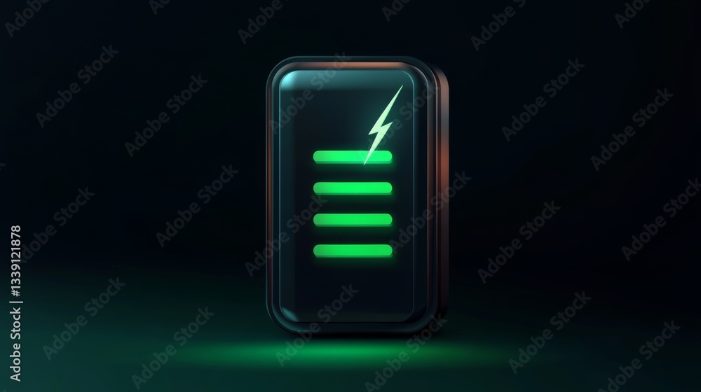 Energy battery icon with green lightning symbol for technology and charging concepts Energy battery icon with green lightning symbol for technology and charging concepts