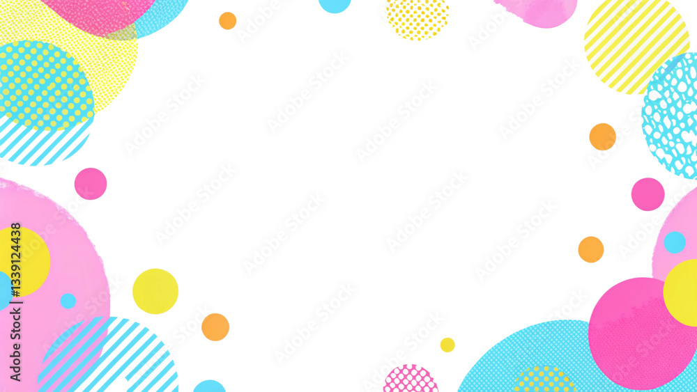 Colorful Abstract Background with Pink Yellow Blue Circles and Dots Design Colorful Abstract Background with Pink Yellow Blue Circles and Dots Design