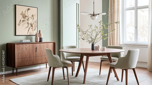 Modern dining room with table