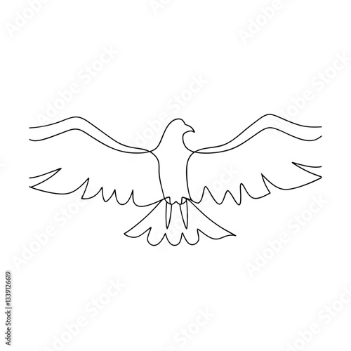 Single Line Drawing of a Majestic Soaring Eagle in Flight