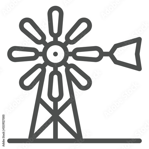 Windmill line icon, farming field concept. Vector graphics. Wind mill tower sign on white background, outline style icon for mobile or web design.