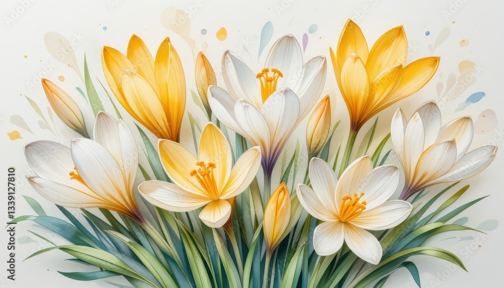 Fototapeta premium Blooming crocuses in botanical beauty
