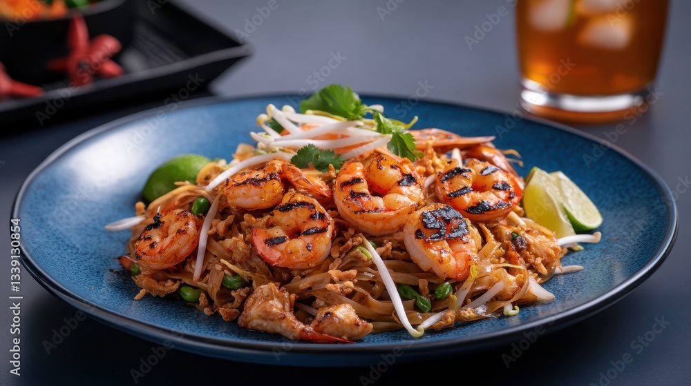 Delicious Plate of Shrimp and Colorful Vegetables Artfully Presented Delicious Plate of Shrimp and Colorful Vegetables Artfully Presented