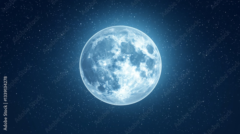 Obraz premium Mystical full moon in starry night sky for celestial themes and astronomy projects