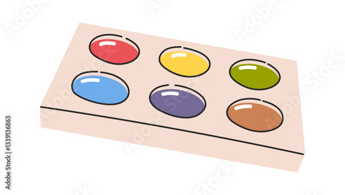 Colorful watercolor paints palette box