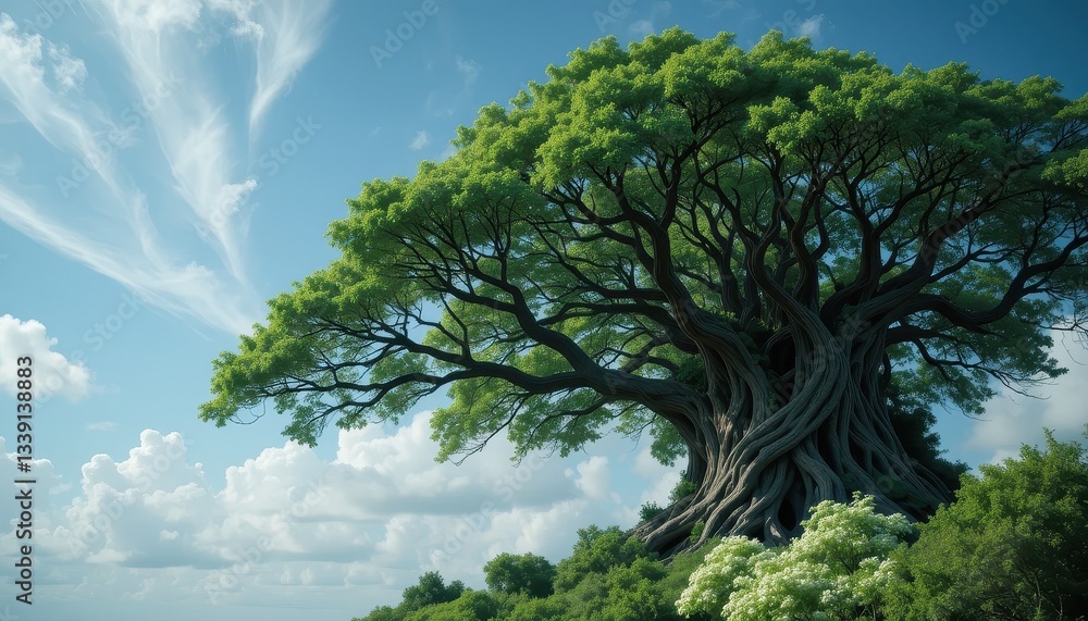 Obraz premium Majestic tree in lush landscape nature photography serene environment wide view