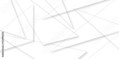 Abstract background with liens and triangles shape on white background. White and grey geometric overlapping rectangle pattern Geometric background soft shadows as patten ..White polygon textured .