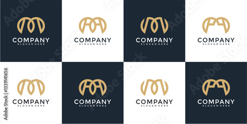 Pixelated Logo Design With Gold Monogram On Dark Background