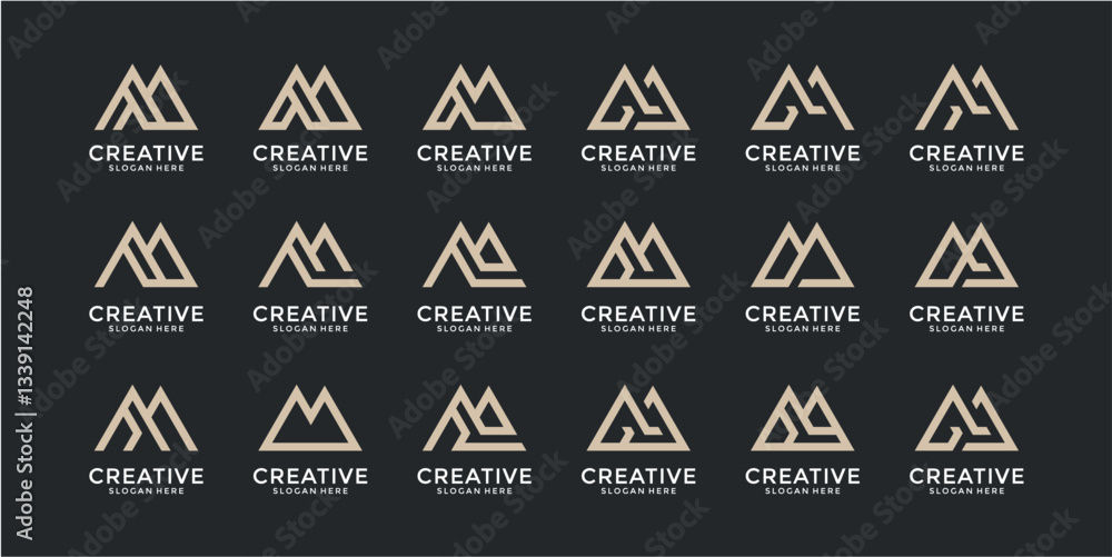 Obraz premium Pixelated Mountain Logo Designs Collection