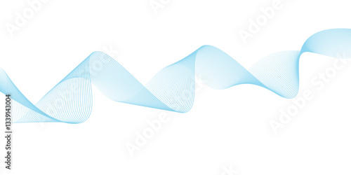 Abstract vector background with blue wavy lines. Blue wave background. Blue lines vector illustration. Curved wave. Abstract wave element.