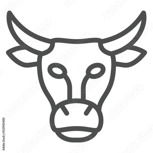 Cow head line icon, animals farm concept. Vector graphics. Bull animal face sign on white background, outline style icon for mobile or web design.