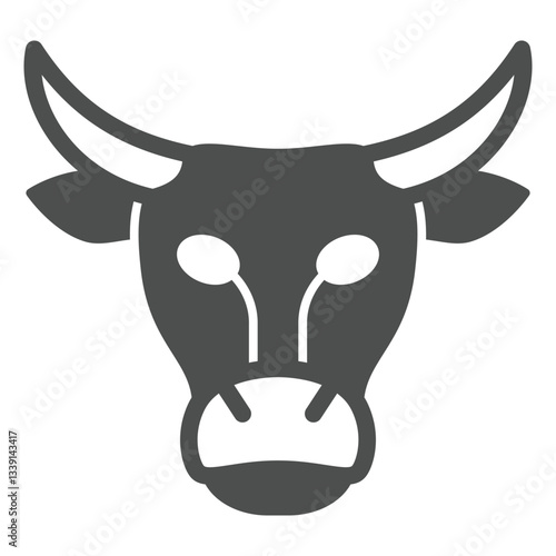 Cow head solid icon, animals farm concept. Vector graphics. Bull animal face sign on white background, glyph style icon for mobile or web design.